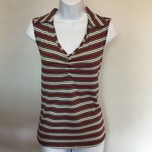 PS PerSeption Red Black and White Stripped Sleeveless Tank
